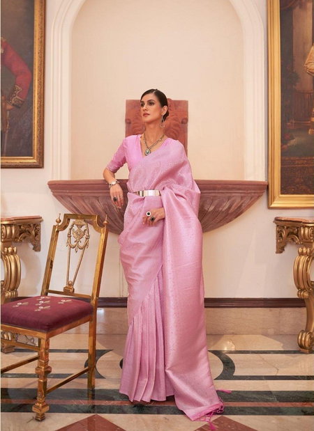 Pink Colour Kaabha Silk 204003 Colours By Rajtex Handloom Weaving Saree Exporters In India 204003 A